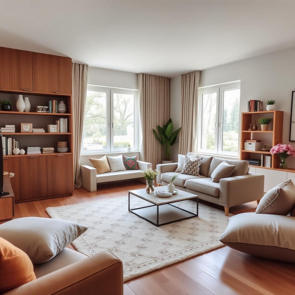 Organized, freshly cleaned living room